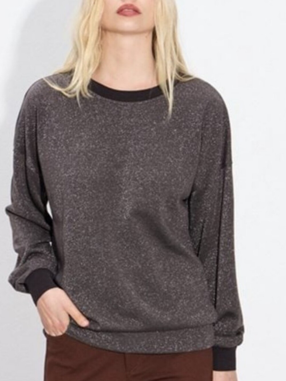 Scotch & Soda Maison Scotch Stargazer Metallic Shimmer Black Long Sleeve Top XS